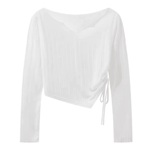 เสื้อยืดแขนยาวป้องกันแสงแดดสีขาว ทรงเข้ารูป สำหรับผู้หญิง ฤดูร้อน 2025 ดีไซน์ใหม่ ทรงเข้ารูป คอตั้ง ทรงเข้ารูป ทรงเข้ารูป