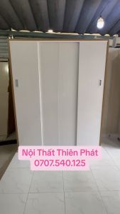 Tủ nhựa quần áo  Đài Loan Màu trắng phối gỗ 4 cánh cửa lùa