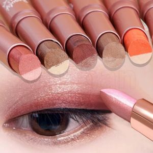 เครื่องสำอางดินสออายแชโดว์สีเมทัลลิกมันเงายาวนานกันน้ำติดอายแชโดว์กำมะหยี่คู่สีไล่ระดับสีแบบ2 In 1