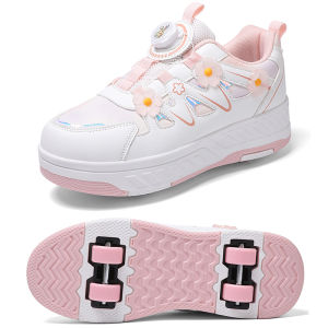 Giày Trượt Patin Thoáng Khí Cho Trẻ Em Có Trang Trí Hoa Nhỏ Giày Thể Thao Bốn Bánh Heelys Dành Cho Bé Gái Quà Tặng Ngày Lễ