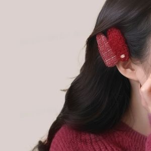 Kẹp Tóc Bướm Nhung Đỏ Cho Nữ Phụ Kiện Tóc Mùa Thu Đông Kẹp Tóc Mái Lệch Kẹp Tóc Một Từ Kẹp Tóc Trang Trí Đầu
