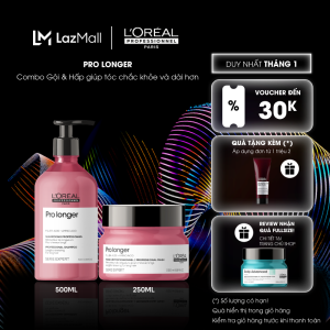 Combo Gội 500ml & Dầu Hấp 250ml giúp tóc chắc khỏe giảm đứt gãy dài hơn LOréal Professionnel Serie Expert Pro Longer