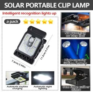 YOUYUEPIN Solar Powered Clip‑on Lamp White Light 230LM Bright IP65 Waterproof ABS Housing Solar Light For Outdoor Garden Camping Fence Branch Wall Use