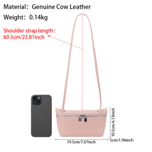 Túi chéo bằng da thật bagger hoàng gia cho phụ nữ túi đeo vai đơn giản thời trang ví túi khoá kéo đôi màu trơn 1862