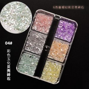 Nail White Shell Patch Abalone Slices Shell Powder Color Natural Magic Color Bohai Bay Stone Ornament 6 Grid Mixed