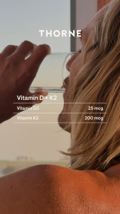 Thorne Vitamin D + K2 Liquid 1200 Drops Bone Heart Blood Circulation & Immune Support Enhance Calcium Absorption