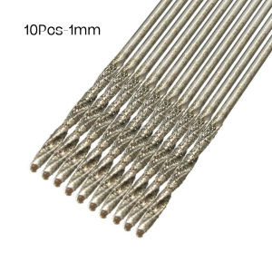 10Pcs Diamond Coated Twist Drill Bit Set 0.8-3mm HSS Tipped Solid Bits for Jade Processing Tools