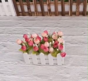 Giỏ Hoa Cắm Sẵn 20cm Giỏ Hoa Hàng Rào Nhiều Màu Sắc Trang Trí Để Bàn Học Kệ Tủ Giá Sách DG-441