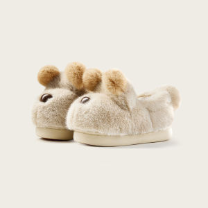 Barbarbara Childrens Cotton Slippers Winter Indoor Boys Fur Covered Heel Slip-On Soft Sole Cartoon Style Toddler Shoes