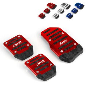 EKLEVA 3Pcs/2Pcs Universal Racing Manual Non-Slip Car Foot Pedal Pad Cover Aluminum Automatic Gear Brake Accelerator Pad Car Interior Accessories Cover