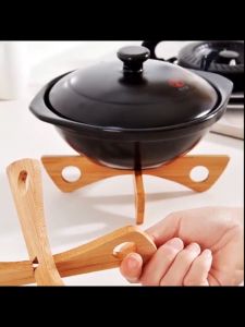 Pot Rack Dish Placemat Coaster Cup Mat Tray Folding Heat Insulation High Temperature Pots Pans Bowls Kitchen Gadgets Accesssories Bamboo Pot Rack Heat Resistant Casserole Rack Bamboo-Tray Pot Steaming Tray Stand Anti-hot Shelf