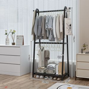 ตู้เสื้อผ้าแบบตั้งได้สองชั้น เรียบง่าย ใช้งานได้หลากหลาย สำหรับห้องนอน ตู้เสื้อผ้า ตู้เสื้อผ้า ชั้นวางของ ที่แขวนเสื้อ ใช้งานได้หลากหลาย