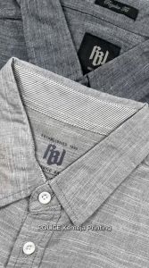 RBJ Kemeja Polos Cotton Abu Regular Fit Pria - Tersedia Big Size