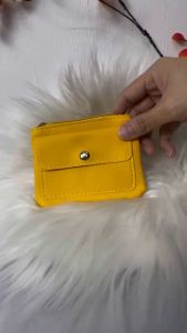 Zipper Small Wallet PU Leather Coin Purse Card Case With Chain Buckle