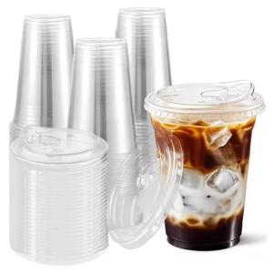 Clear Recyclable Plastic Cups With Lids 16 Oz Disposable For Iced Coffee Juice Cold Drinks 10 Pack Office And Home