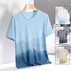 Special Offer Big Sale Gradient Color Short Sleeve T-Shirt Womens Summer Ice Silk Quick-Drying Thin Cool T-shirt Summer Womens Clothing Tops
