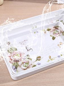 European Style Rectangular Tray Modern Simple Home Use Tea Tray Cup Holder Melamine Storage Plate Adult Size 15 Inches