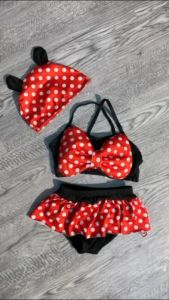 RKH Style 1-3 Years Kids Baby Girls Swimsuit Halter Style Lovely Summer Swimwear with Hat Sports Clothes