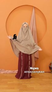 Afhadahijrah - Gamis anak perempuan set hijab cadar NAJWA abu hitam baju dan jilbab instan syari free niqab