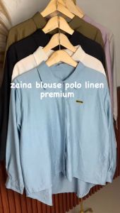 Zaina Blouse Jumbo Polo Linen Kemeja Oversize