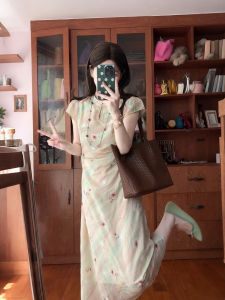 XUECAIQI | New Chinese Style Ombre Modified Waist Accentuating Qipao Dress