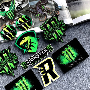 Monster Energy Logo Motorcycle Stickers Car Body Helmet Bicycle Waterproof Dinosaur Shaped Reflective Decorative Stickers