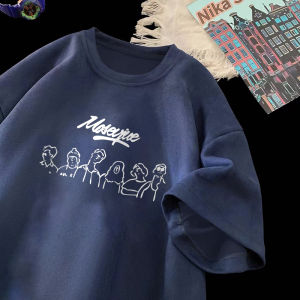 Áo Thun Nam Tay Ngắn Cotton Pha Trộn Mùa Hè Dáng Rộng Đa Năng Phong Cách Đường Phố Thường Ngày in Họa Tiết Thời Trang