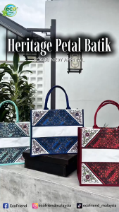 [READY STOCK] B0438 - Designer Canvas Tote Bag (Heritage Petal Batik) Tote Bag