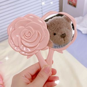 Hot Pastel pink rose flower design mirror handy for makeup use and beauty accessories collection