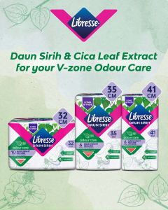 Libresse Daun Sirih Wider Back Night Wings 41cm (6s) - Soft Quick Absorption Pad