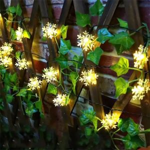5M/7M/12M Solar Transparent Snowflake Light String Outdoor Solar Fairy Light Suitable For Garden Courtyard Party Decoration