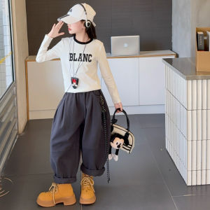 MPW | ชุดเด็กผู้หญิง ชุดสองชิ้นแขนยาวลายตัวอักษรสไตล์เกาหลี แฟชั่นฤดูใบไม้ร่วง ชุดเด็ก MPW เสื้อผ้าเด็ก