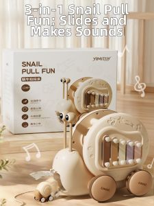 Yimi | Educational Animal Electric Crawl Pull String Snail and Hand Percussion Instrument for Boys and Girls 1.5 Years and Up