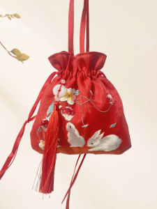 Túi Đeo Chéo Hình Thỏ Thêu Màu Hồng Dễ Thương Túi Đeo Vai Phong Cách Cổ Trang Phục Hanfu Cho Bé Gái Túi Công Chúa Phong Cách Trung Hoa Cổ Điển