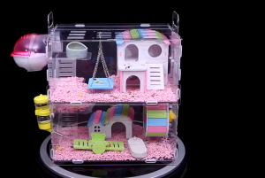 HATELI Acrylic Hamster House Small Pet Cage Transparent Oversized Villa Guinea Pig Basic Cage Toy Supplies Mouse House Package Nest