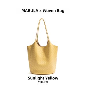 MABULA | Mabula Soft Leather Bucket Bag Unique Design Retro Woven Underarm Tote Bag Multi-Color Sub-Mother Son Bag Single Shoulder Bag