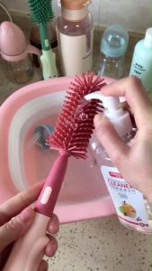 Bottle Brush 3 in 1 Non-Scratch Baby Milk Bottle Cleaner Silicone Brush Set