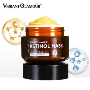VIBRANT GLAMOUR 2% Double Retinol Sleeping Mask+5X Ceramide Whitening Anti-aging Repair Skin Barrier Facial Mask Hydrating Skin Glowing Moisturizing Firming Anti-wrinkle Freckles Dark Spot Skin Care 50g