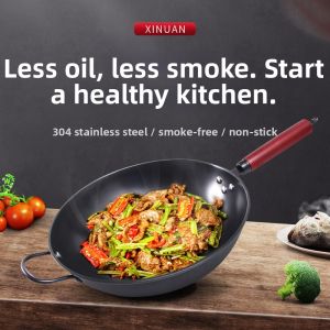 Forged No Coating Healthy Flat Bottom Universal Rust Resistant Cooking Pan
