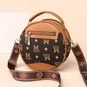 Fashionable Printed Crossbody Bag Womens Handbag Single Shoulder Retro Personality Small round Mobile Phone Bag Leisure Simple Style