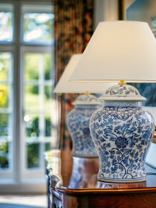 Extra Large Blue and White Porcelain Table Lamp New Chinese Style House Living Room Decoration American Hotel Hall Ceramic Table Lamp Fancy