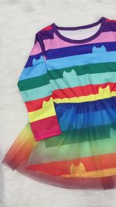 Girls rainbow top and bottom Sets with accessy Children Cartoon Cats sets Fantasy Carnival Dream newyear clothes