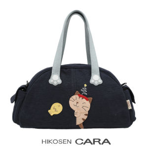 Hikosen Cara (Japan) | Tabby Cat Print Semi-Circle Canvas Handbag