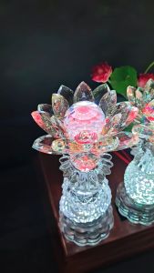 Đèn Thờ Hoa Sen Pha Lê Cao Cấp Có Led Nhiều Màu Đồ Trang Trí Bàn Thờ Gia Tiên Bàn Thờ Phật CHSPL-03