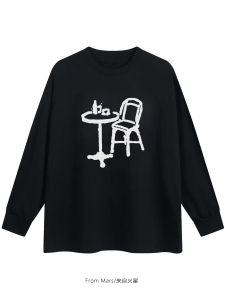 Áo Thun Cotton Dài Tay Rộng Rãi Cổ Tròn in Họa Tiết from Mars Dành Cho Cặp Đôi Thời Trang Thường Ngày Mùa Thu Thoáng Khí