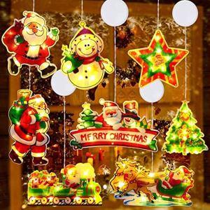 LED Christmas Decoration Lights Xmas Holiday Home Decor Santa Claus Snowman Elk Window Hanging Light