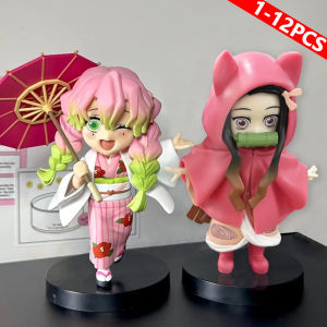 Bandai | 1-12PCS Anime Figure Demon Slayer Figure Kimetsu No Yaiba Doll Plum Rain Series Blind Box Figure Warrior Action Figure Model Toy
