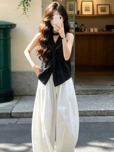 LIRUSHAN | Summer New Sleeveless Plaid Two-piece Set Womens Outfit