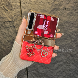 Luxury Bear Foldable Huawei Purax Phone Case Full Cover Ring Clip Elegant White Middle Axis Anti-Fall Creative Fashion Style