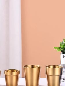 304 Stainless Steel Double Layer Kids Cup Korean Style Heat Resistant Food Safe Milk Water Cup for Outdoor Travel